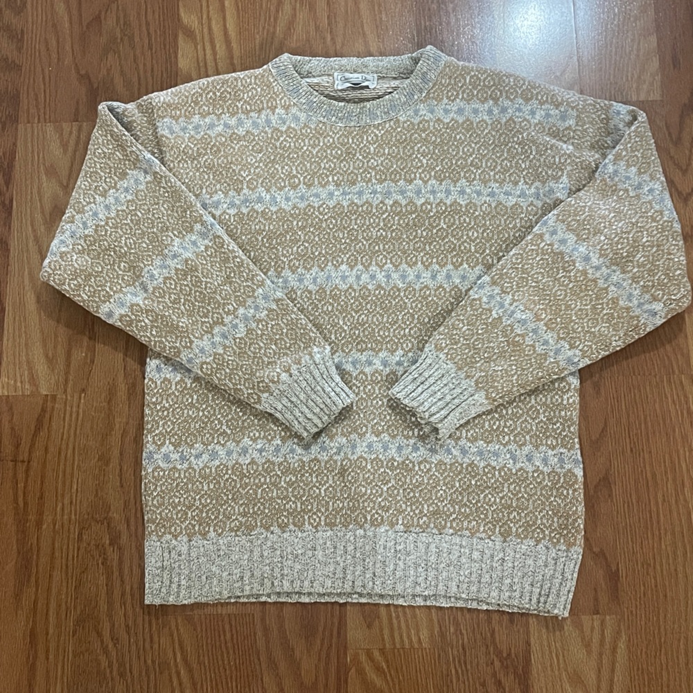 Unisex Dior Beige and Cream Patterned Sweater